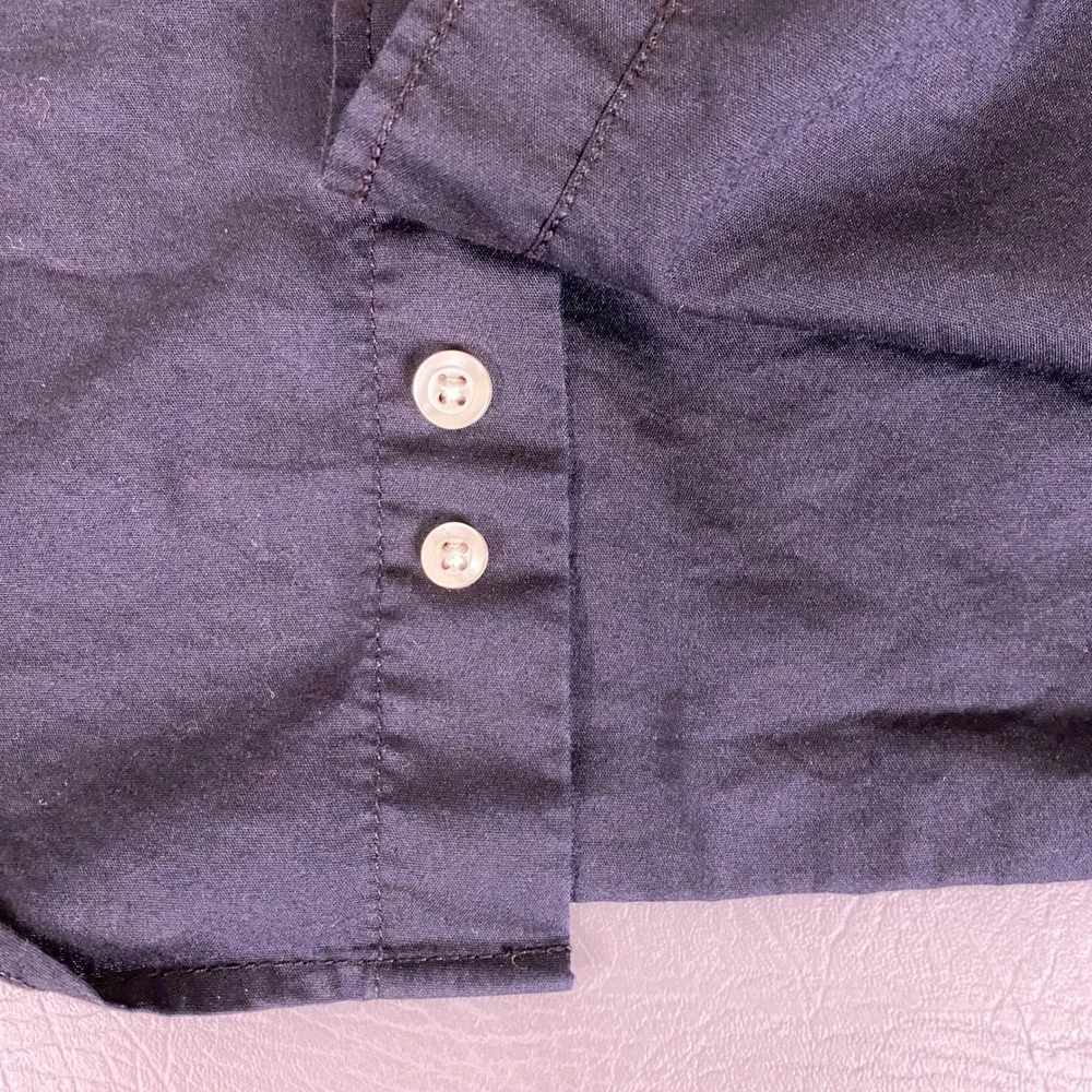 Chaps Button Down Shirt Boys Size Large 14/16 Black Long Sleeve Stretch Solid